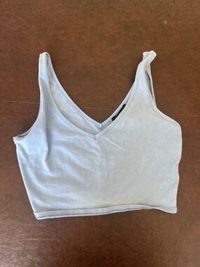 Forever 21 Light Blue V-Neck Crop Top